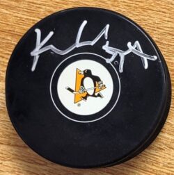 Autographed KEN WREGGET Pittsburgh Penguins Hockey Puck