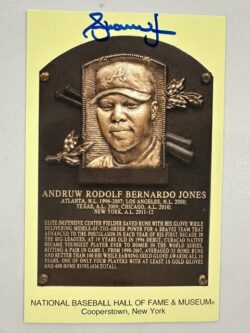 Autographed Andruw Jones Hall of Fame Gold Plaque Postcard