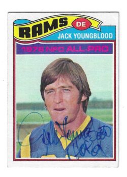 JACK YOUNGBLOOD Los Angeles Rams Autographed 1977 Topps Card