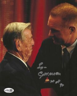 Autographed LOU CARNESECCA 8X10 St. Johns University photo JSA