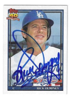 Autographed RICK DEMPSEY Los Angeles Dodgers 1991 Topps Card