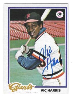 Autographed VIC HARRIS San Francisco Giants 1978 Topps Card