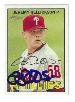 Autographed JEREMY HELLICKSON Philadelphia Phillies 2016 Topps Heritage Card #4