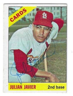 Autographed JULIAN JAVIER St. Louis Cardinals 1966 Topps Card