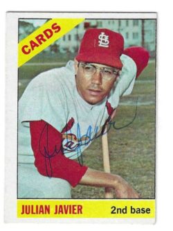 Autographed JULIAN JAVIER St. Louis Cardinals 1966 Topps Card