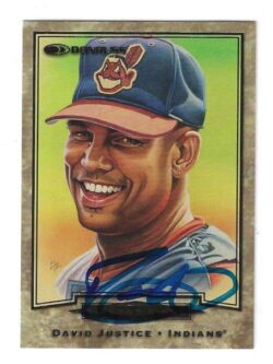 Autographed DAVID JUSTICE Cleveland Indians 1997 Donruss Diamond King Card