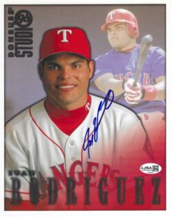 AUTOGRAPHED IVAN RODRIGUEZ 8X10 TEXAS RANGERS Donruss Studio Photo Card