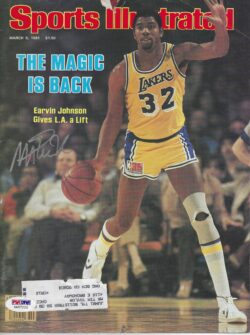 Autographed MAGIC JOHNSON Los Angeles Lakers Sports Illustrated 3/9/1981 PSA