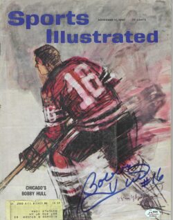 Autographed BOBBY HULL Chicago Blackhawks Sports Illustrated 11/14/1960 SGC