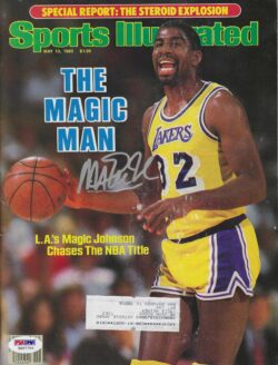 Autographed MAGIC JOHNSON Los Angeles Lakers Sports Illustrated 5/13/1985 PSA