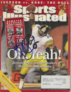 Autographed JEROME BETTIS PITTSBURGH STEELERS Sports Illustrated 1/16/2006 PSA