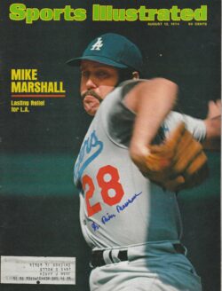 Autographed MIKE MARSHALL Los Angeles Dodgers Sports Illustrated 8/12/1974 JSA