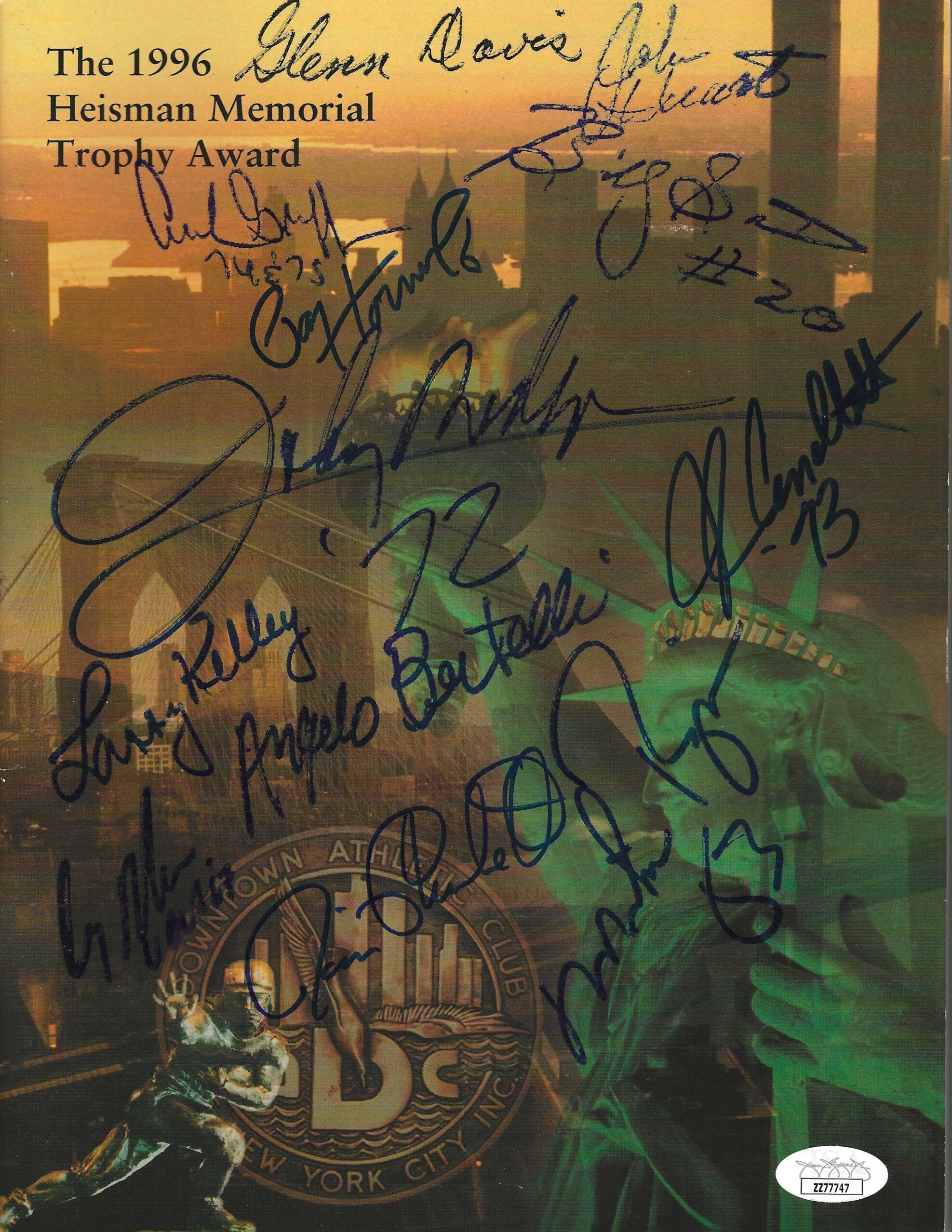 Autographed 1996 Heisman Trophy Award Dinner Program Signed by 12 JSA