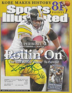 Autographed JEROME BETTIS PITTSBURGH STEELERS Sports Illustrated 1/30/2006 JSA