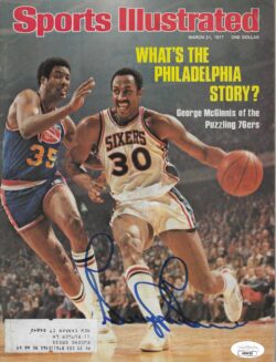 Autographed GEORGE McGINNIS Philadelphia 76ers Sports Illustrated Magazine 3/21/1977 JSA