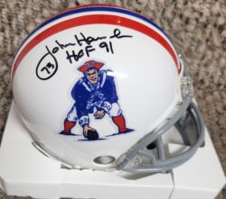 Autographed JOHN HANNAH "HOF 91" New England Patriots Mini Helmet Fanatics