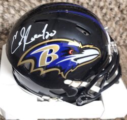 Autographed ED REED Baltimore Ravens Mini Helmet Beckett