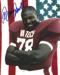 Autographed BRUCE SMITH 8X10 Virginia Tech Hokies Photo