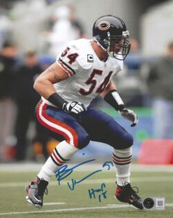 Autographed BRIAN URLACHER "HOF 18" 8x10 Chicago Bears Photo Beckett