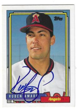 Autographed RUBEN AMARO JR. California Angels 1992 Topps Card