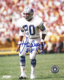 Autographed LEM BARNEY "HOF 92" 8X10 DETROIT LIONS photo