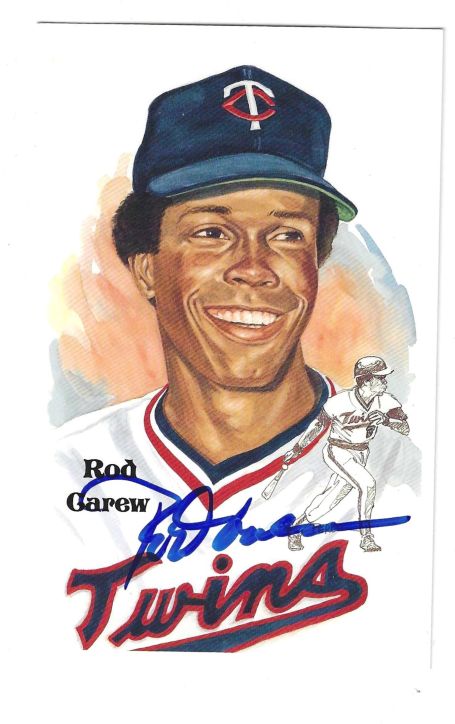 Autographed ROD CAREW Minnesota Twins Perez-Steele Post Card JSA