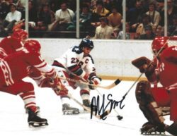 Autographed MIKE ERUZIONE 8X10 USA Hockey Photo - Gold Medal Winner