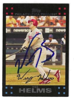 Autographed WES HELMS Philadelphia Phillies 2007 Topps Card