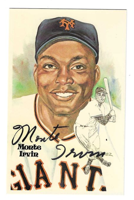 Autographed MONTE IRVIN New York Giants Perez-Steele Post card