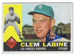 Autographed CLEM LABINE Los Angeles Dodgers 1960 Topps Card