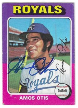 Autographed AMOS OTIS Kansas City Royals 1975 Topps Card