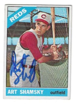 Autographed ART SHAMSKY Cincinnati Reds 1966 Topps Card