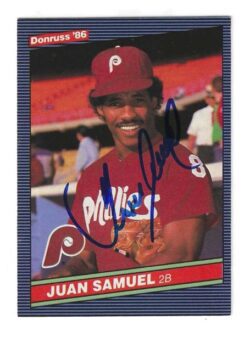 Autographed JUAN SAMUEL Philadelphia Phillies 1986 Donruss Card