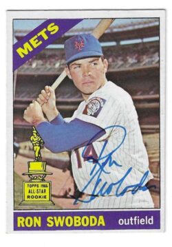 Autographed 1966 Topps RON SWOBODA New York Mets Card #35