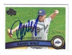 Autographed RANDY WOLF Milwaukee Brewers 2011 Topps Factory Limited Edition Card