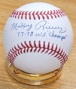 Autographed MICKEY RIVERS "77-78 WS Champs" Official Rawlings Major League Baseball
