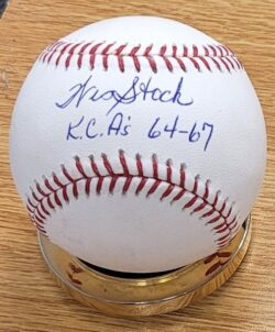Autographed Wes Stock "KC A's 64-67" Official Rawlings Major League Baseball