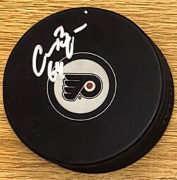 Autographed CARSON BJARNASON Philadelphia Flyers Hockey Puck