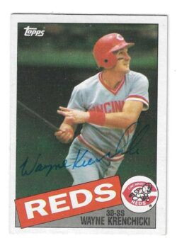 Autographed WAYNE KRENCHICKI Cincinnati Reds 1985 Topps Card #468