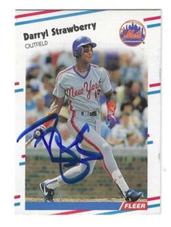 Autographed DARRYL STRAWBERRY New York Mets 1988 Fleer Card