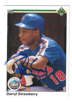 Autographed DARRYL STRAWBERRY New York Mets 1990 Upper Deck Card