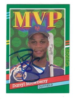 Autographed DARRYL STRAWBERRY New York Mets 1991 Donruss Card
