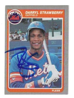 Autographed DARRYL STRAWBERRY New York Mets 1985 Fleer Card