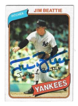 Autographed JIM BEATTIE New York Yankees 1980 Topps Card