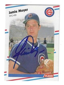 Autographed JAMIE MOYER Chicago Cubs 1988 Fleer Card
