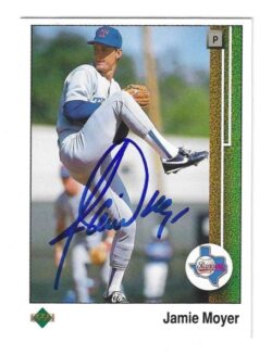 Autographed JAMIE MOYER Texas Rangers 1989 Upper Deck Card