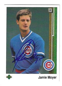 Autographed JAMIE MOYER Chicago Cubs 1989 Upper Deck Card