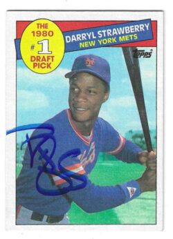 Autographed DARRYL STRAWBERRY New York Mets 1985 Topps Card