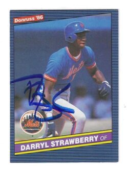 Autographed DARRYL STRAWBERRY New York Mets 1986 Donruss Card