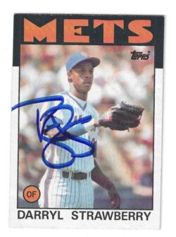 Autographed DARRYL STRAWBERRY New York Mets 1986 Topps Card